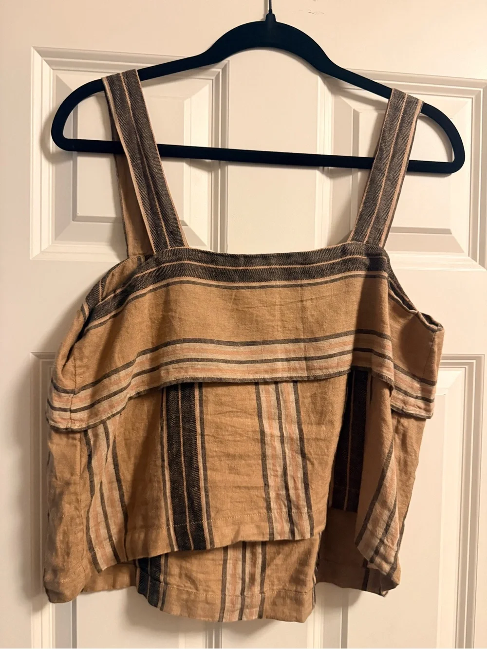 Banana Republic Mia Striped Tan and Brown Sleeveless Linen Short set
